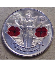 Канада 25 центов 2010 65 лет окончания 2-ой Мировой войны UNC