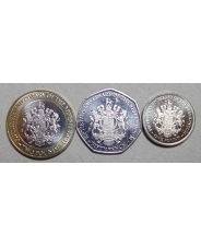 Гибралтар Набор 3 монеты 50 пенсов 1, 2 фунта 2017 50 лет Референдуму UNC
