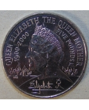 Великобритания 5 фунтов 2000 100 лет Королеве - Матери UNC