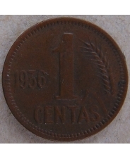 Литва 1 цент 1936. арт. 4442-25000