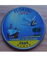 США 25 центов 2004 год  Штаты и Территории  -  Флорида (Florida) цветная