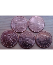США. 1 цент. &quot;Центы Линкольна&quot;. Набор. 5 монет.