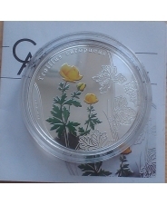 Острова Кука 5 долларов 2012 год. Купальница европейская.Цветок. Серебро.