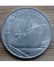 Сингапур 10 долларов 1976 10 лет независимости Корабль Ag UNC