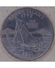 США 25 центов 2001 Rhode Island. Род-Айланд. P. арт. 4524-25000