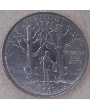 США 25 центов 2001 Vermont. Вермонт.  D. арт. 4527-25000
