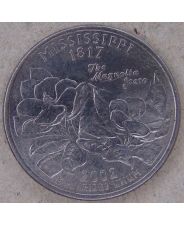 США 25 центов 2002 Mississippi.  Миссисипи. P. арт. 4529-25000