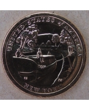 США 1 доллар 2021 Американские Инновации 12. Канал Эри, Пакетбот на конной тяге, Нью-Йорк. Двор P UNC. 1445