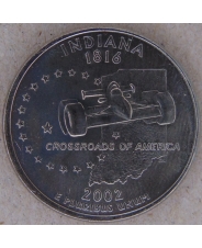 США 25 центов 2002 Indiana. Индиана P UNC арт. 2479