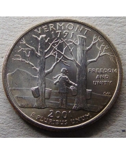 США  25 центов 2001 Vermont. Вермонт  P UNC арт. 2475