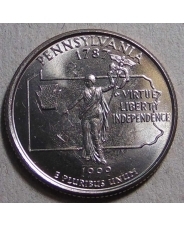 США 25 центов 1999 Pennsylvania Пенсильвания P UNC