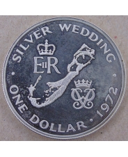 Бермуды 1 доллар 1972 Серебряная свадьба Елизаветы и Филиппа. арт. 3152-63000