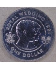 Бермуды 1 доллар 1981 Свадьба принца Чарльза и леди Дианы. арт. 4366