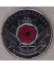 Канада 25 центов 2004 90 лет Начала 1-й Мировой войны UNC арт. 2757-00009