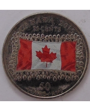 Канада 25 центов 2015 Канадский Флаг. цветная