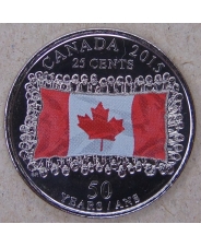 Канада 25 центов 2015 Канадский Флаг. Цветная. UNC арт.1778-00005