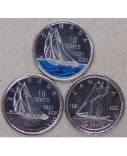 Канада 3*10 центов 2021 100 лет паруснику Блюноз корабли UNC арт.1700-00004