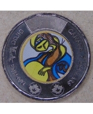 Канада 2 доллара 2025 Дафни Оджиг. Искусство коренных народов UNC. Цветная. арт. 5473