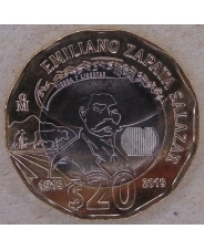 Мексика 20 песо 2019 Эмилиано Сапата Саласар UNC. арт. 1653