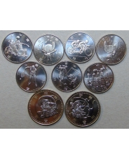 Япония Набор 9 монет 7 * 100 иен, 2 *  500 иен 2020 Олимпиада в Токио 4 выпуск UNC