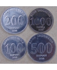 Индонезия 100, 200, 500, 1000 рупий 2016 UNC. арт. 4407