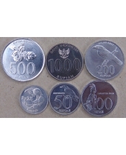 Индонезия. Набор 6 монет.  25, 50, 100, 200, 500, 1000 рупий. 1995 - 2010 UNC. арт. 4406