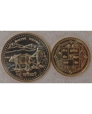 Непал Набор 2 монеты 1, 2 рупии 2005, 2006 UNC. арт. 1387